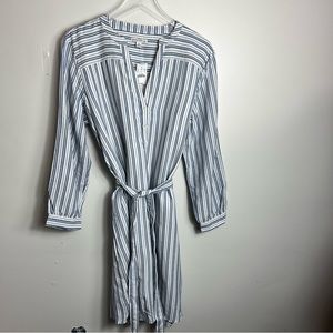 J. Crew Blue and White Striped Midi Dress